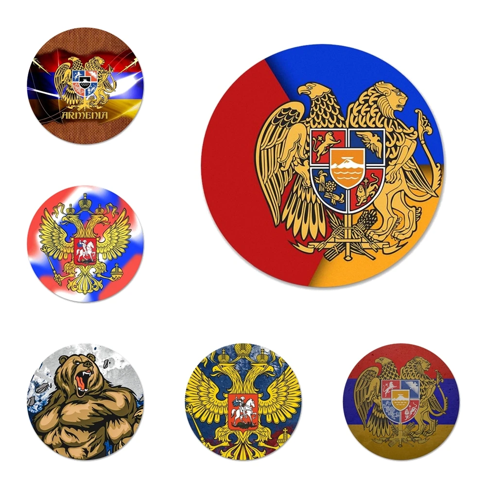 Армения, Албания, Русия знаме, Емблемата на Брошка на Жени Cosplay Икона Аксесоари За Дрехи Раница Украса на Подарък Изображение 0