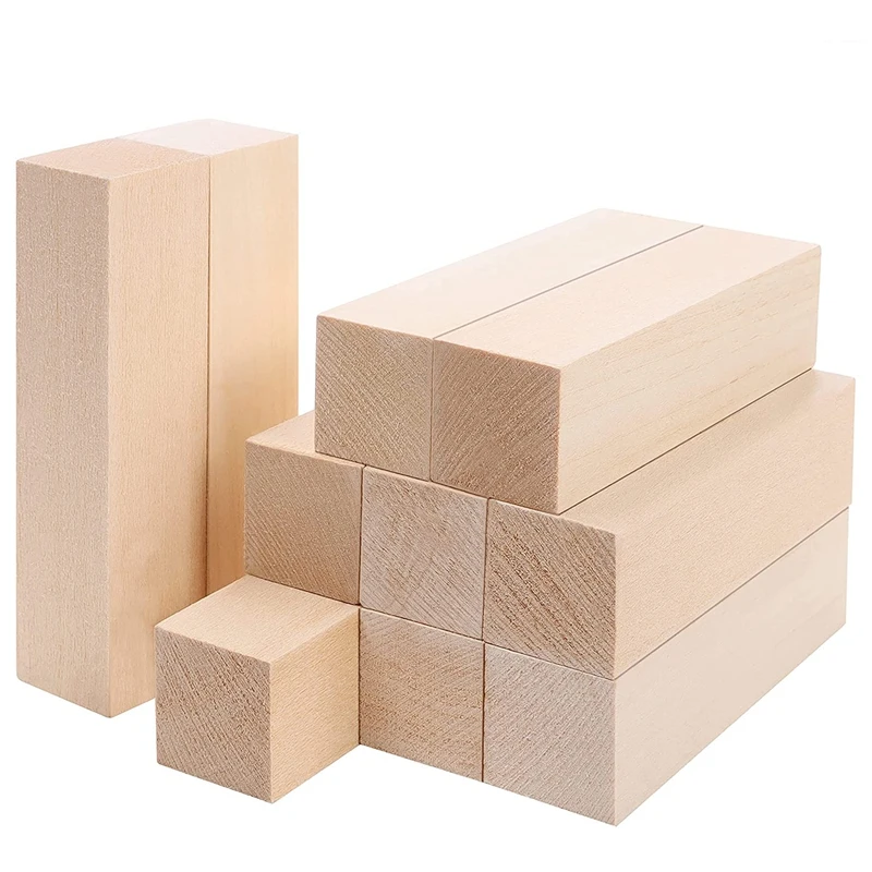 Големи Резбовани Дървени Блокове (10 x) 4x1x1 Инча Незавършен Проект От Липа Комплект За Бродерия САМ Хоби Комплект За Начинаещи Изображение 0