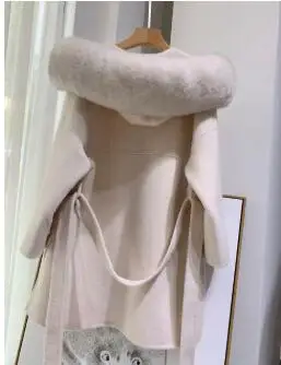 Нов 2022 натурален Лисича Кожа с Яка на палто с качулка на горно облекло от естествена Кашемировой Вълна Негабаритная на Горно Облекло Изображение 1