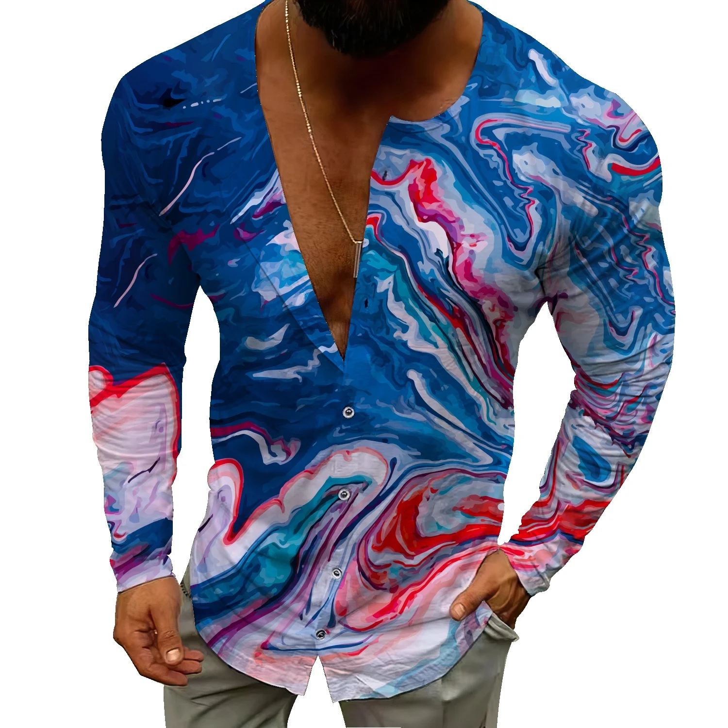 Мъжко есенно-зимни нова бизнес ежедневни плажна риза 2022, жилетка, тънък однобортный пуловер, жилетка, риза Изображение 1
