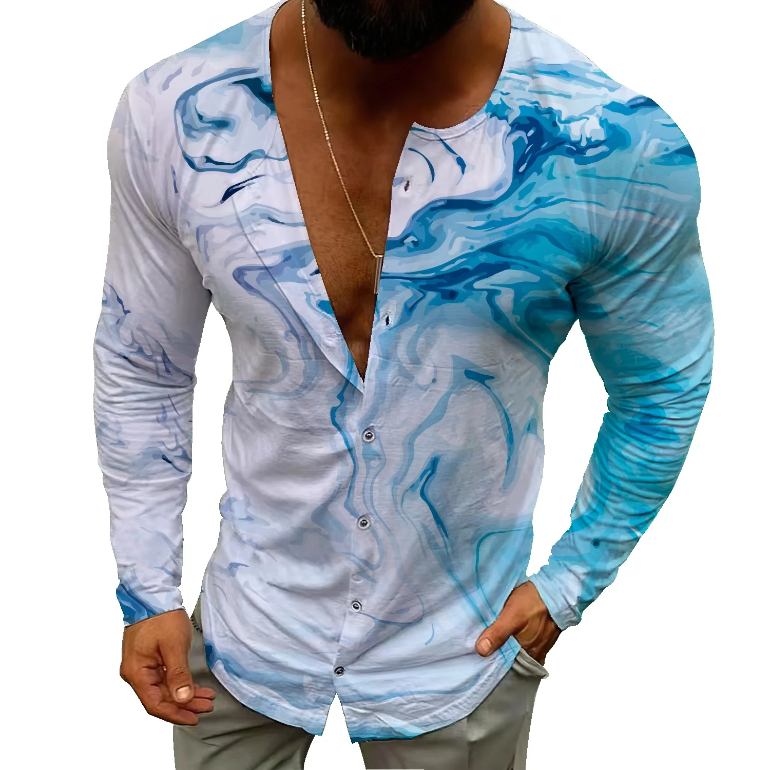 Мъжко есенно-зимни нова бизнес ежедневни плажна риза 2022, жилетка, тънък однобортный пуловер, жилетка, риза Изображение 2