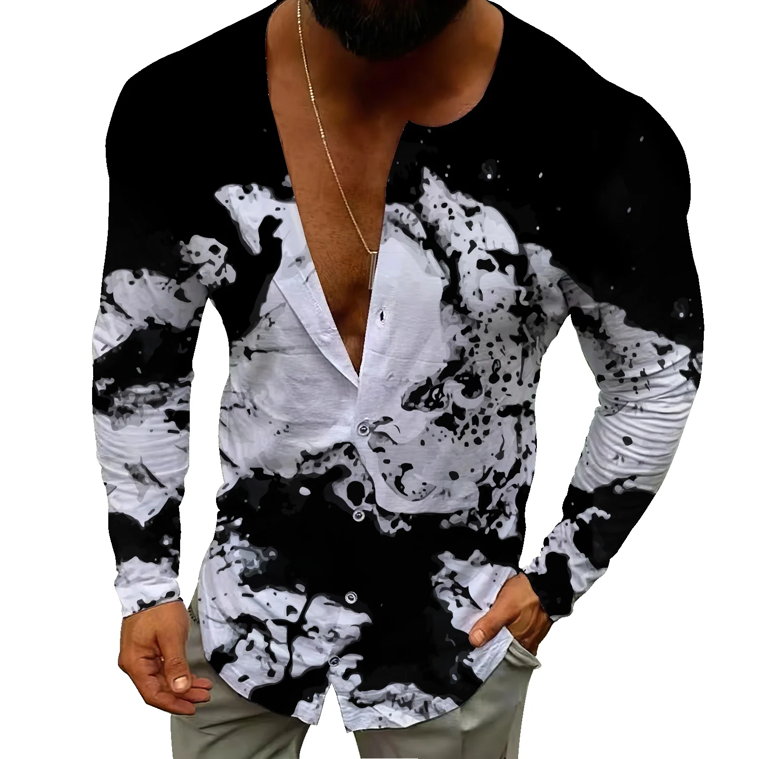 Мъжко есенно-зимни нова бизнес ежедневни плажна риза 2022, жилетка, тънък однобортный пуловер, жилетка, риза Изображение 3