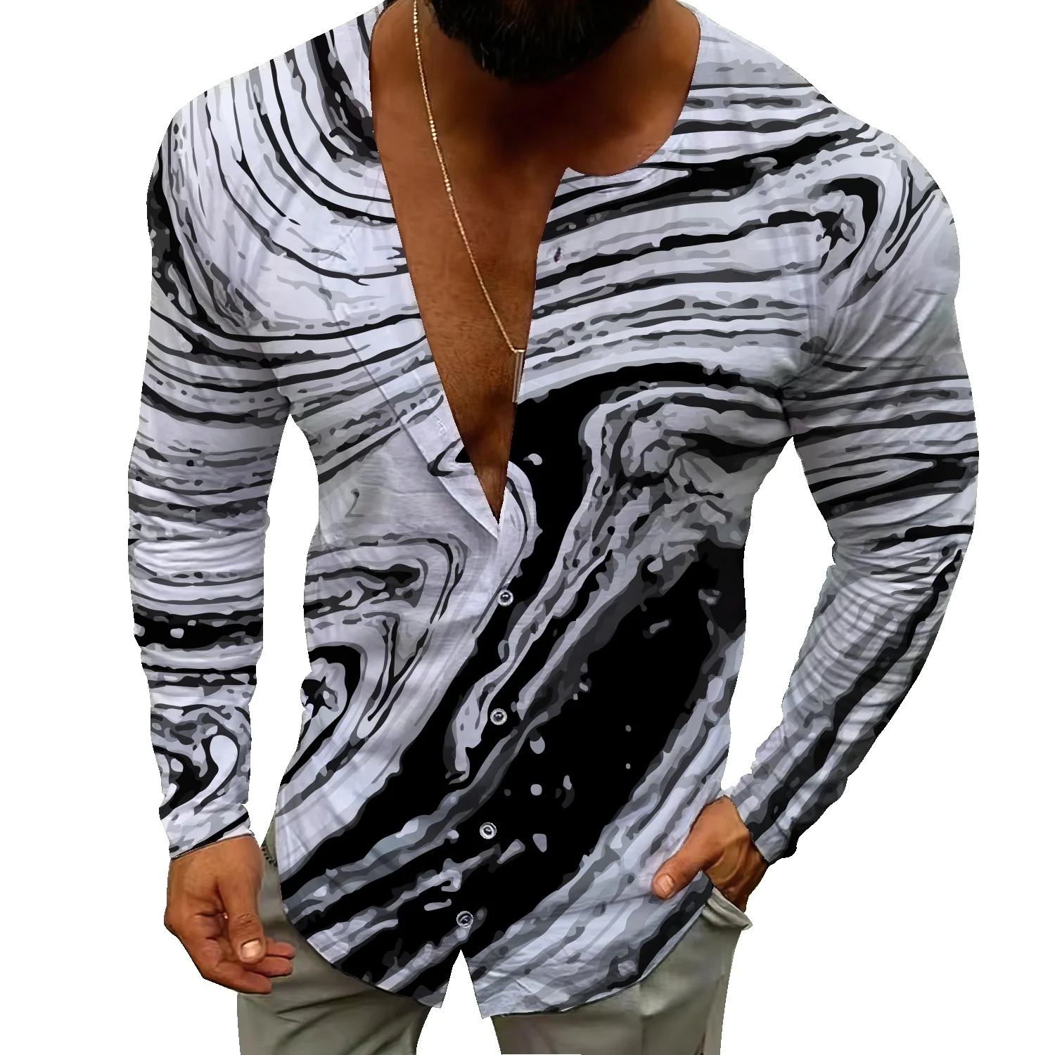 Мъжко есенно-зимни нова бизнес ежедневни плажна риза 2022, жилетка, тънък однобортный пуловер, жилетка, риза Изображение 4