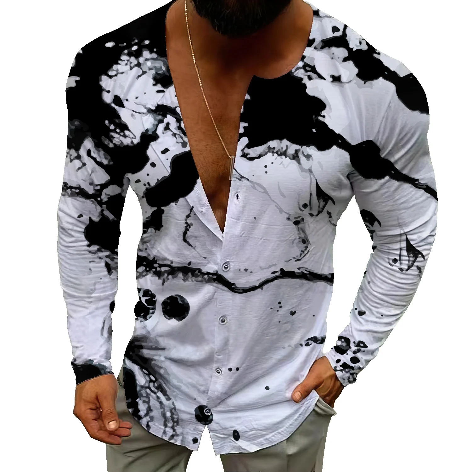 Мъжко есенно-зимни нова бизнес ежедневни плажна риза 2022, жилетка, тънък однобортный пуловер, жилетка, риза Изображение 5