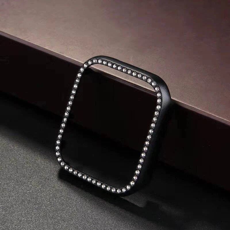 Луксозна Метална Рамка с диаманти за Apple Watch Серия 6 5 4 3 2 1SE, Калъф от Сплав за iWatch 38 40 42 44 мм и Защитно покритие на Бронята Изображение 5