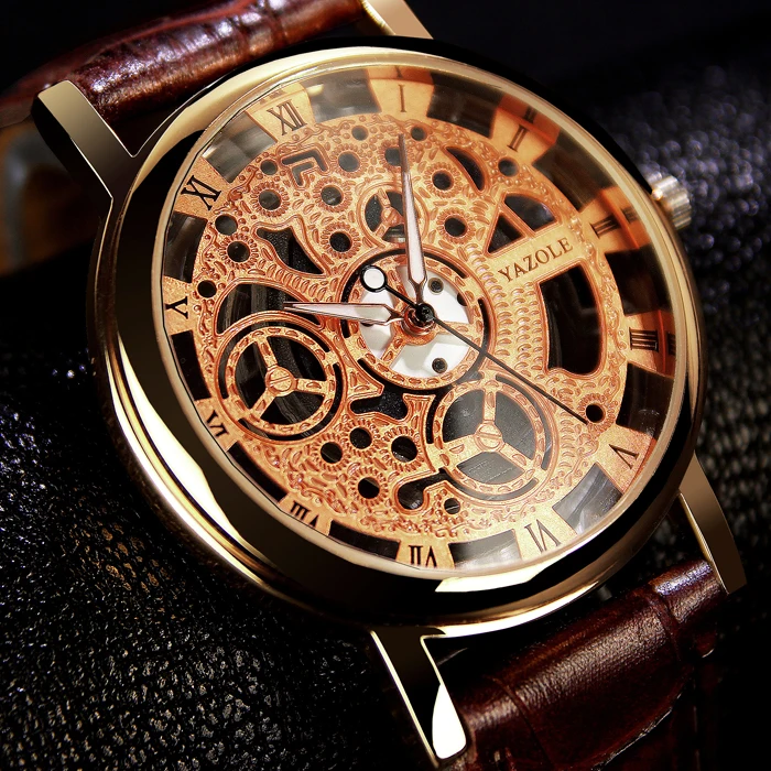 Ретро мъжки часовник модерен блясък издълбани кварцов часовник водоустойчив творчески Часовници relogio masculino мъжки ръчен часовник Изображение 0