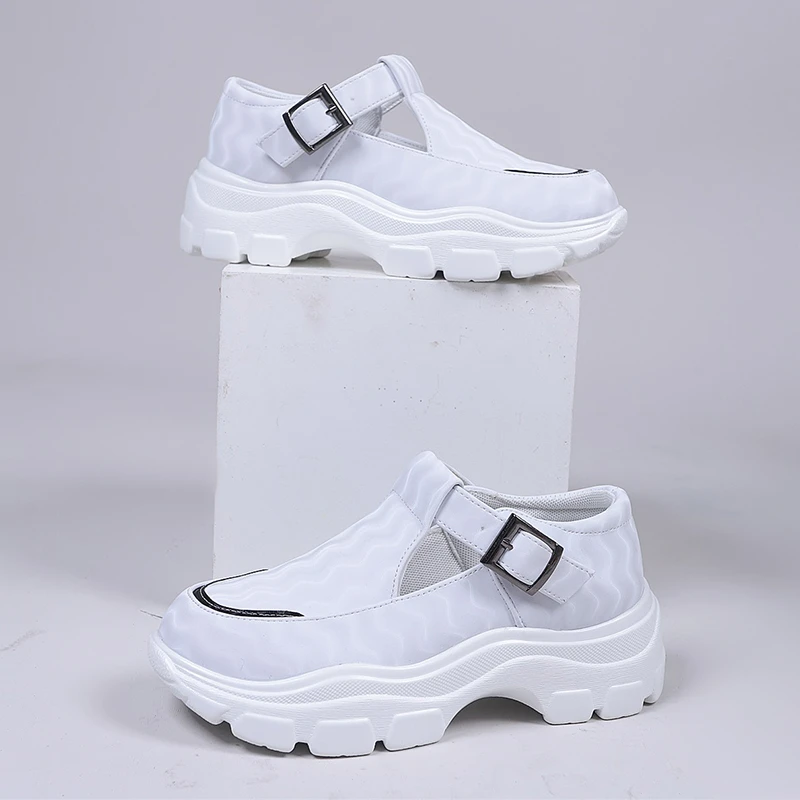 2022 Нова Спортни обувки на дебела подметка за по-Големи размери, дамски Обувки с Катарама на колана си, за да е Подходяща по Цвят Ежедневни Дамски Обувки на платформа и ток Изображение 1