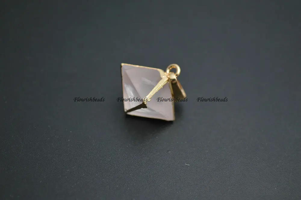 Малкият Размер на 15 мм от Естествен Розов Кварц Пирамида, Квадратна Точка Каменни висулки 5 бр. в партията Изображение 1