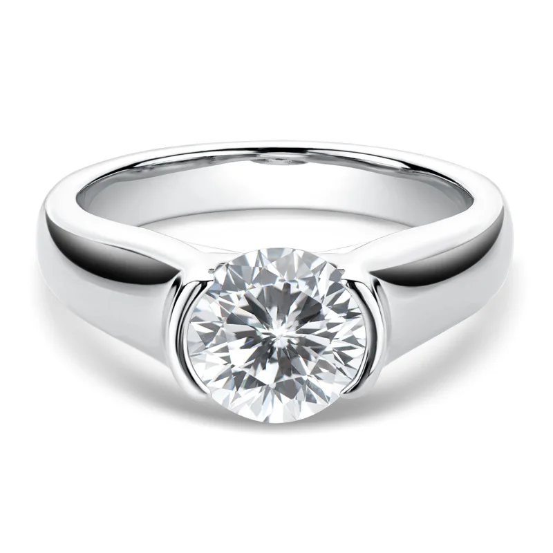 Жена Годежен пръстен с муассанитом D-цвят 2 Карата Бяло Злато 18 Карата покритие от 100% 925 сребро, бижута Сватба Изображение 0