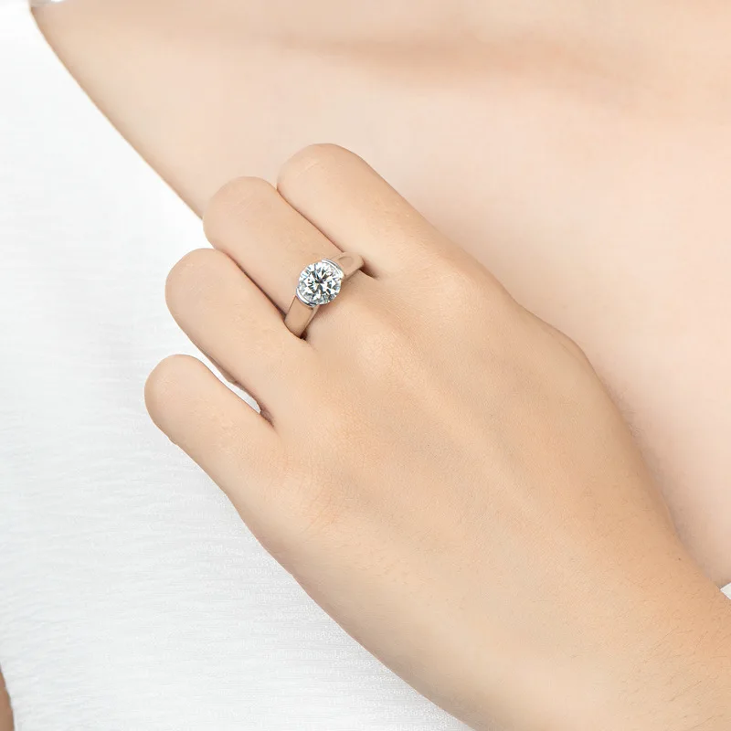 Жена Годежен пръстен с муассанитом D-цвят 2 Карата Бяло Злато 18 Карата покритие от 100% 925 сребро, бижута Сватба Изображение 3
