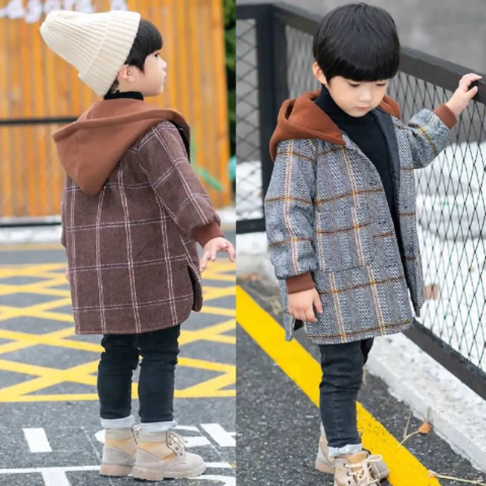 2 цвят на възраст 2, 3, 4, 5, 6, 7, 8, 9, 10 години, клетчатое палто за момчета, есенно-зимни детски якета, връхни дрехи, детски утепленная горна дреха с качулка Изображение 2