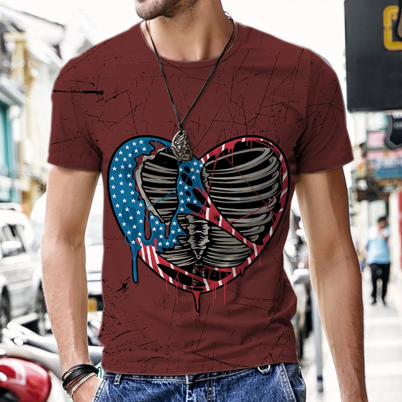 Мъжки ризи с американските военни Модел, Къс Ръкав, Мъжки Тениски, с Кръгло деколте, Потник, Свободни, Извънгабаритни, в Стил хип-хоп, Дишащи Изображение 0